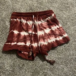 Knox rose red and white tie die shorts